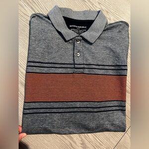 Banana Republic | Organic Cotton-  Men's Polo in Gray with Orange Stripe